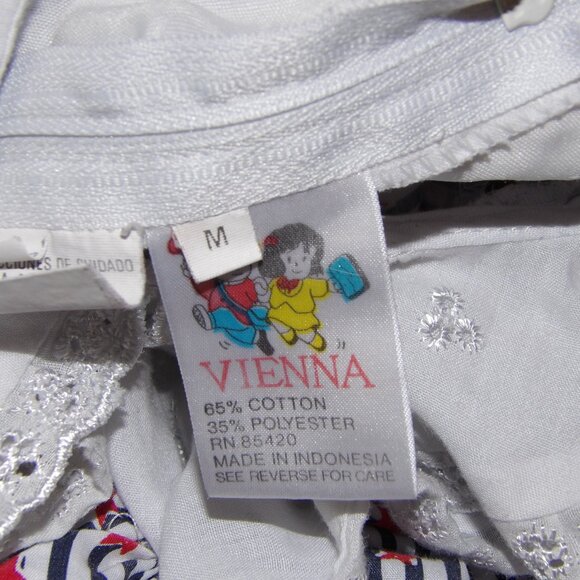 Girl's Vienna Red White Blue Party Dress Vintage Size Medium - Picture 4 of 4